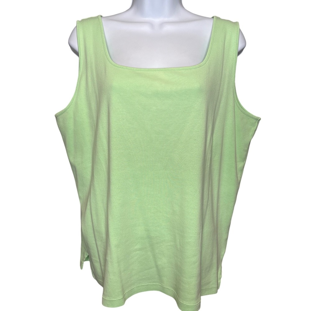 Sigrid Olsen Sport Womens Lime Green Sleeveless Top Size‎ 1X Cotton Lightweight